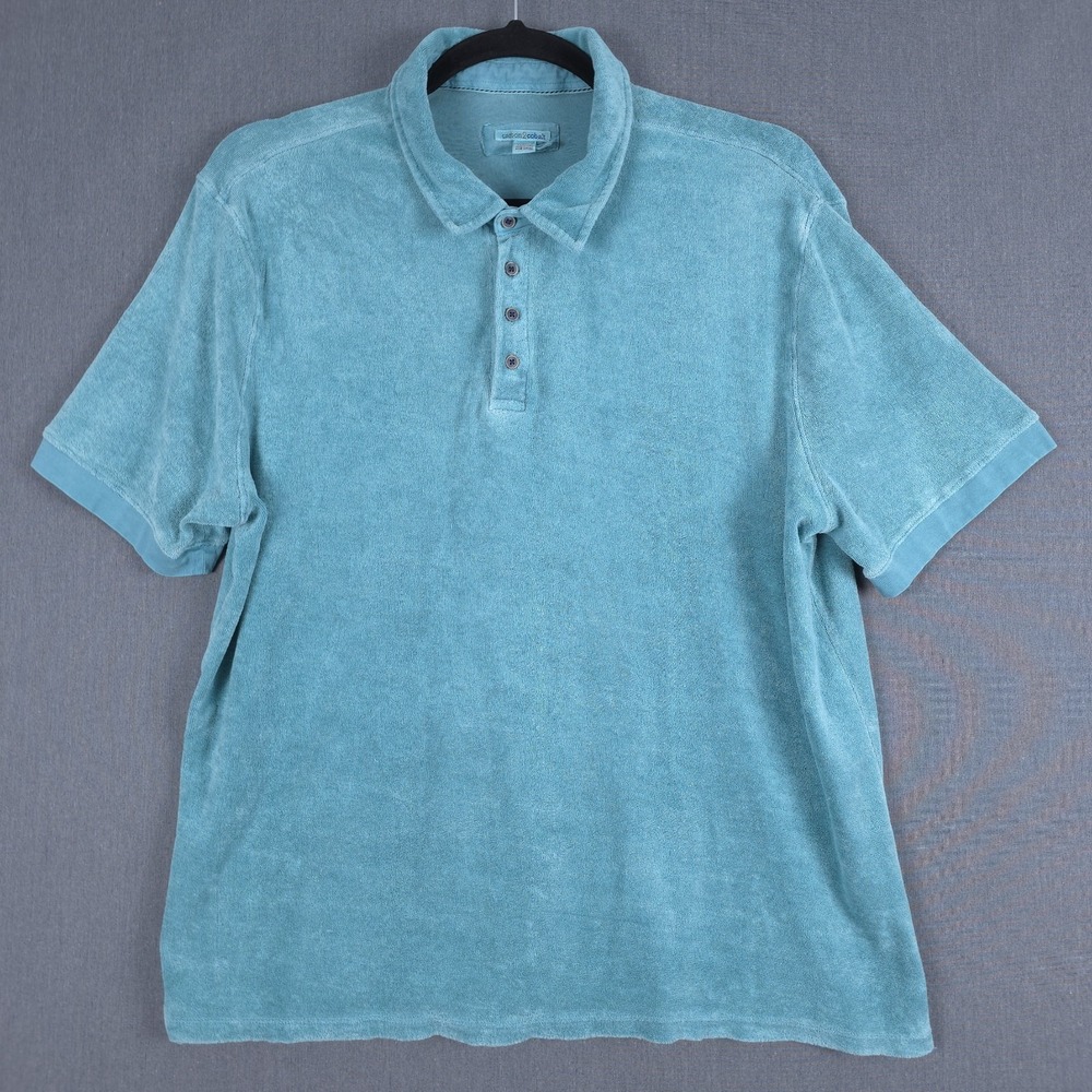 Carbon 2 Cobalt Terry Cloth Polo Mens XL Blue Cotton Short Sleeve Towel Soft